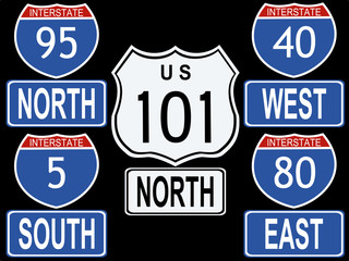 american interstate and highway signs illustration