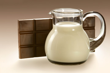 jug with milk and slab chocolate