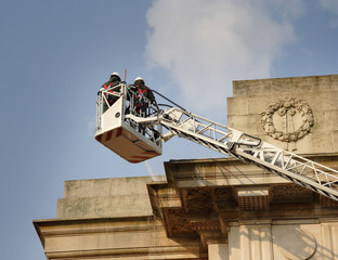 cleaning a war memorial
