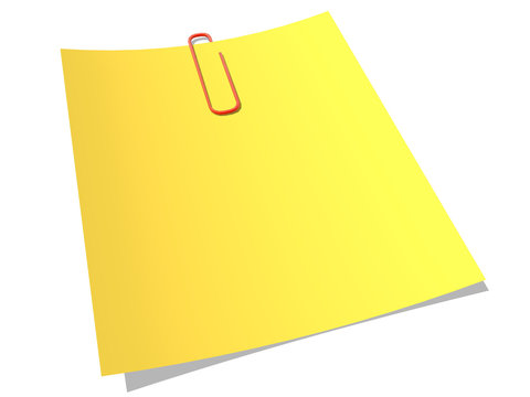yellow paper pinned to a white background