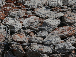 rock and wire mesh