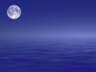 Naklejka na ściany i meble ocean księżyc