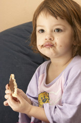 eating chocolate sandwich