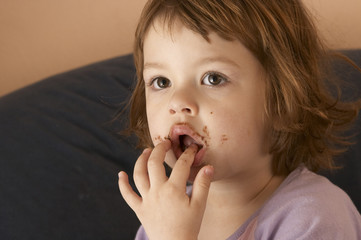 eating chocolate sandwich