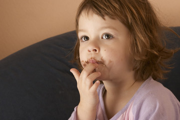 eating chocolate sandwich