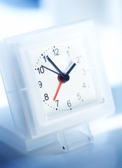 white alarm-clock macro 4
