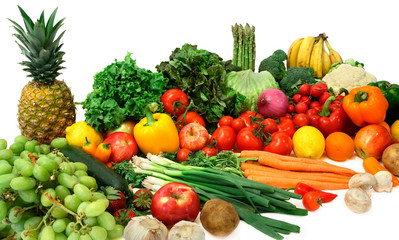 arrangement of  vegetables and fruits