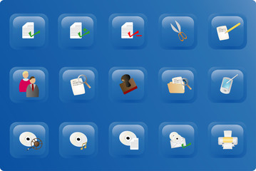 blue color office button set