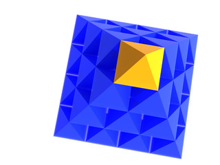 abstract dark-blue pyramid with yellow top