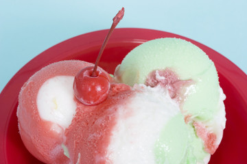 ice cream with cherry on top