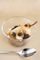 pear rum raisin dessert