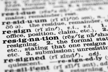 dictionary definition- resignation