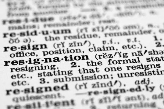 dictionary definition- resignation