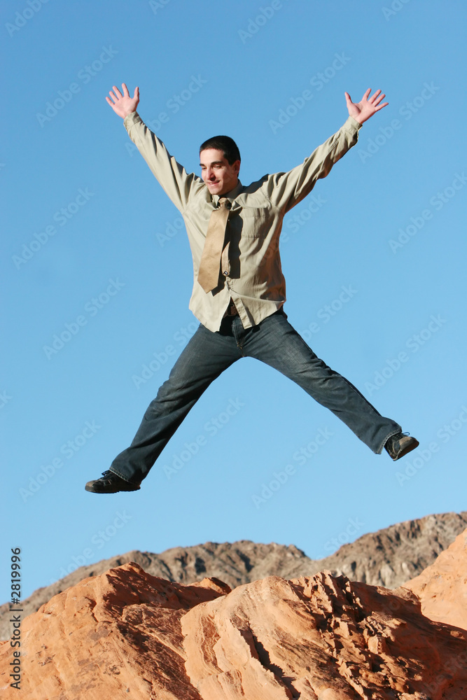 Canvas Prints ecstatic businessman jumping