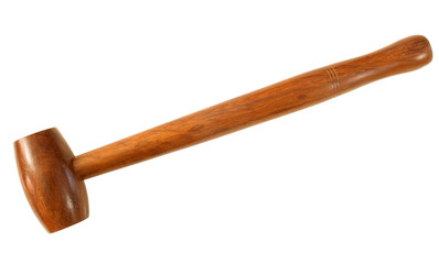 a wooden hammer, isolated on a white background.
