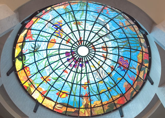 stained glass window at a resort hotel