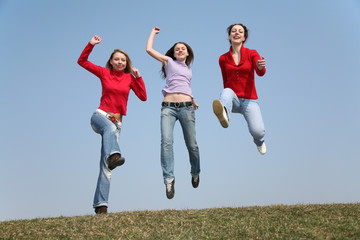 Fototapeta na wymiar jumping girls