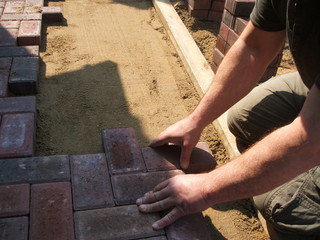 brick paver working