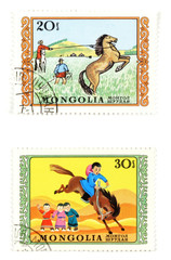old post stamps from mongolia (asia)