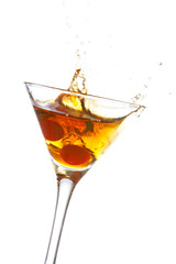 two red cherrys splashing