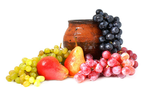 fruits and clay pottery