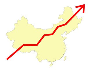 map of china with growing graph