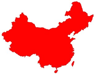 isolated red map of china