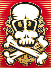 skull gold and red