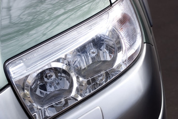 vehicle headlight close-up