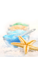colored sea salt and starfish