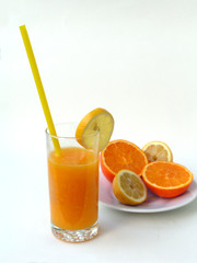 freshly more pressed orange-lemon juice-isolated
