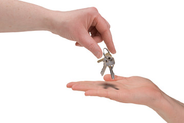 woman handing keys