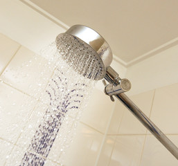 chrome shower tap turned on - 2844131