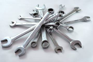 pile of wrenches (spanners)