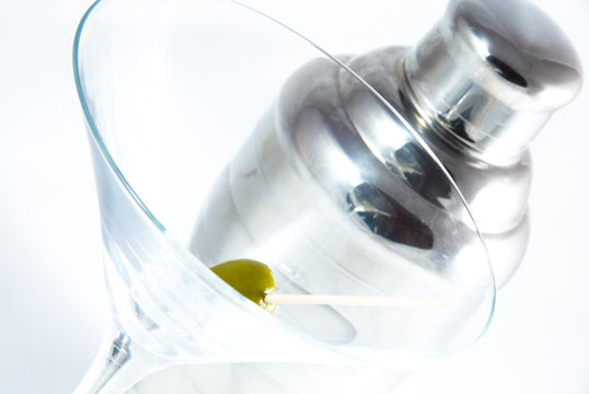 martini glass and shaker