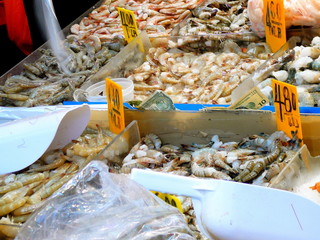 cash commerce at seafood market