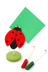 ladybird memo-holder with pens
