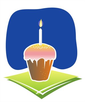 cupcake with candle on green napkin clip art preview