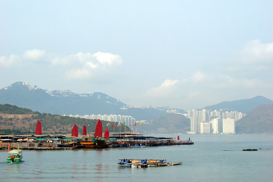 jonques et immeubles à hong kong