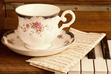 beautiful cup on the piano