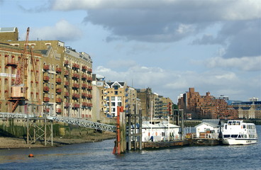 docks and boats,buildings on thames river