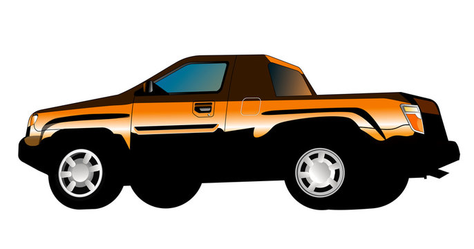 orange pick-up truck sideview