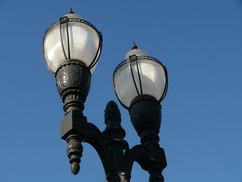 lamp fixtures in blue sky
