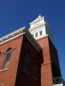 red brick and clock tower