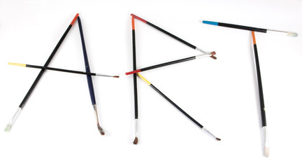 art spelled out in artist brushes