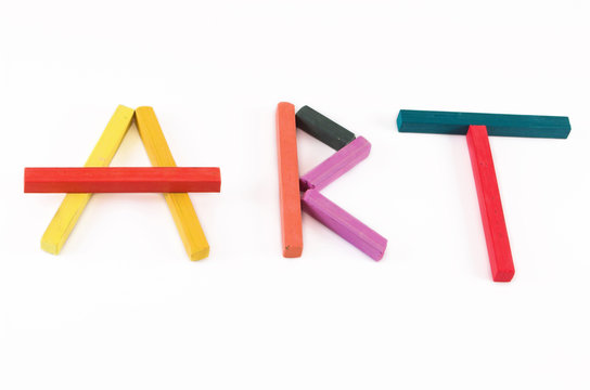 art spelled out by using color pastels