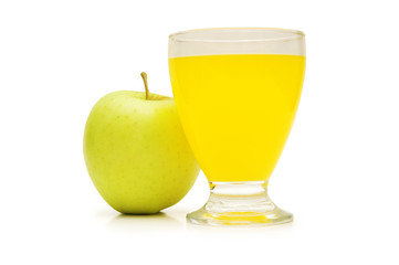 apple and orange juice isolated on white