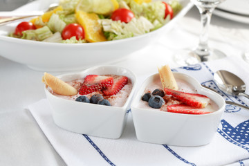 yogurt dessert with fruits