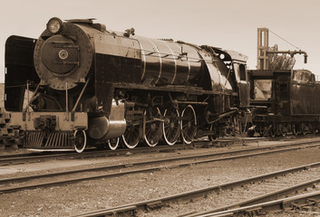 Fototapeta na wymiar vintage sepia steam train