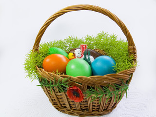easter basket with eggs